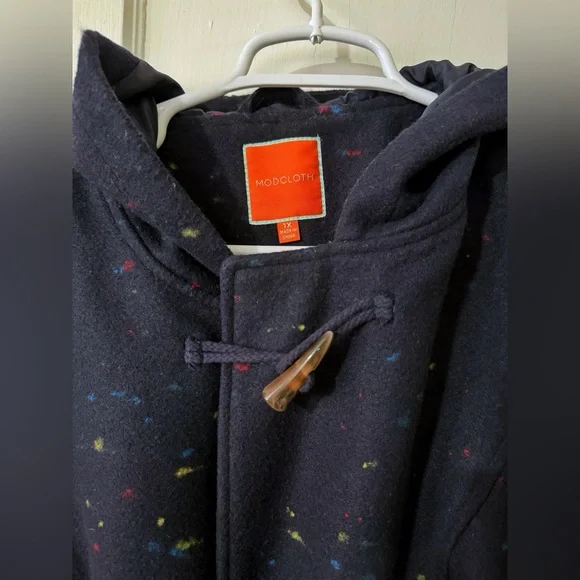 Modcloth Speckled Swing Coat with Toggles, size 1x - Picture 3 of 7